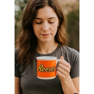 Reese's Peanut Butter Cup Coffee Mug -Orange White Yellow No Cracks No Chips